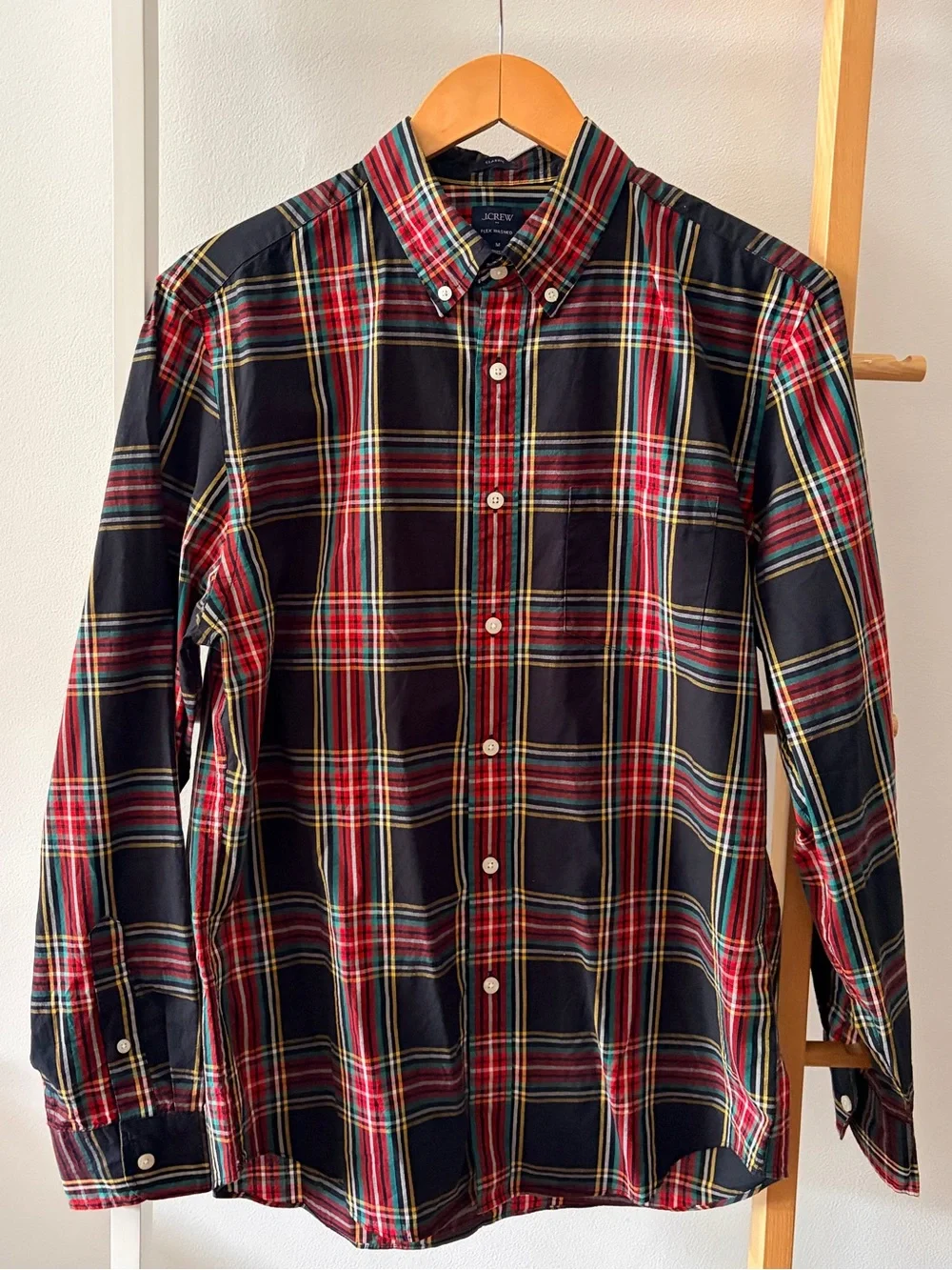 Men’s J. Crew Navy, Red & Yellow Plaid‎ Button-Down Shirt